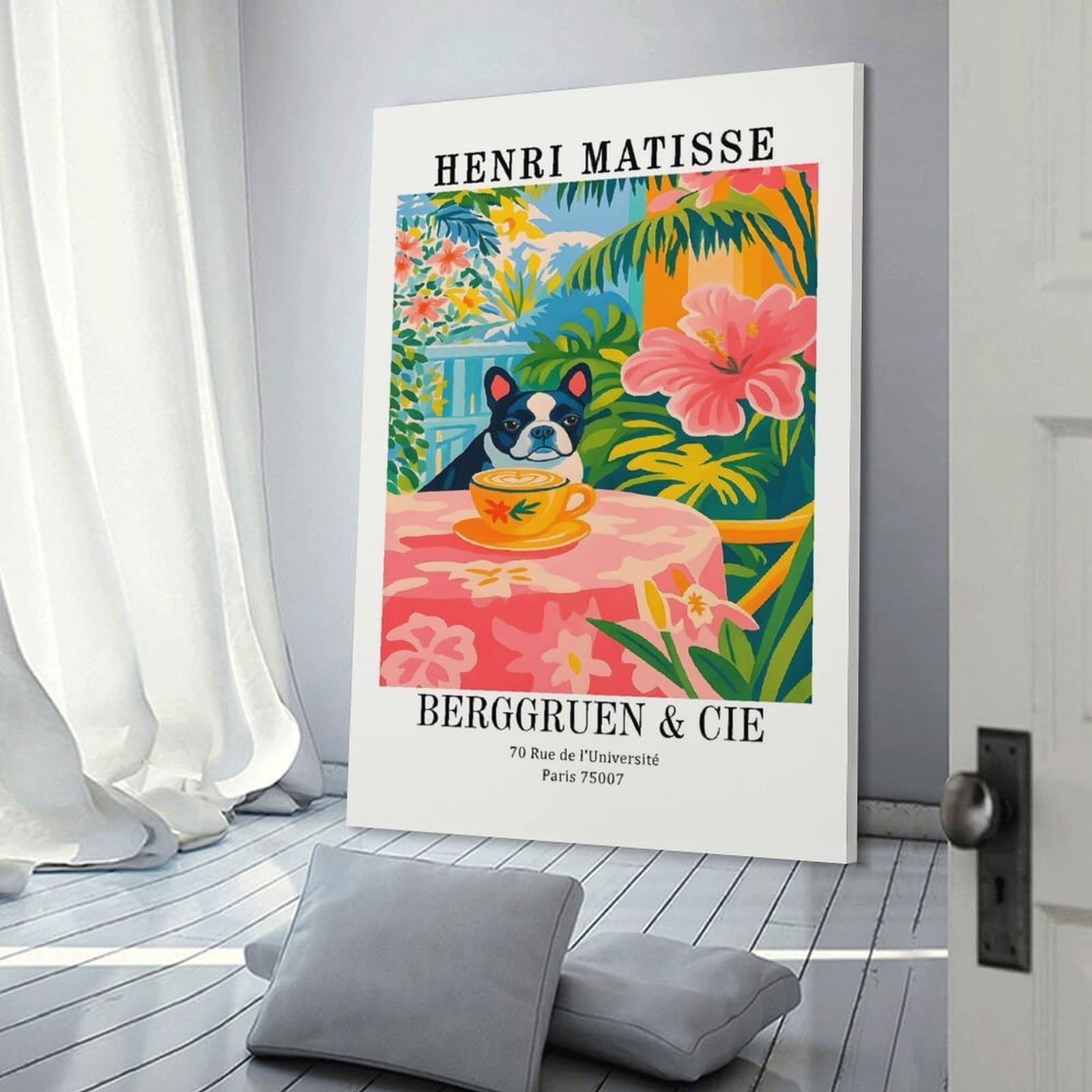 Junmoney Frame-Style-7 Canvas Wall Picture Henri Matisse Exhibition (3), 20X30inch(50X75cm), For Bedroom Decor, Cosy Corners Or Studios, A Warm Accent For Relaxed Interiors