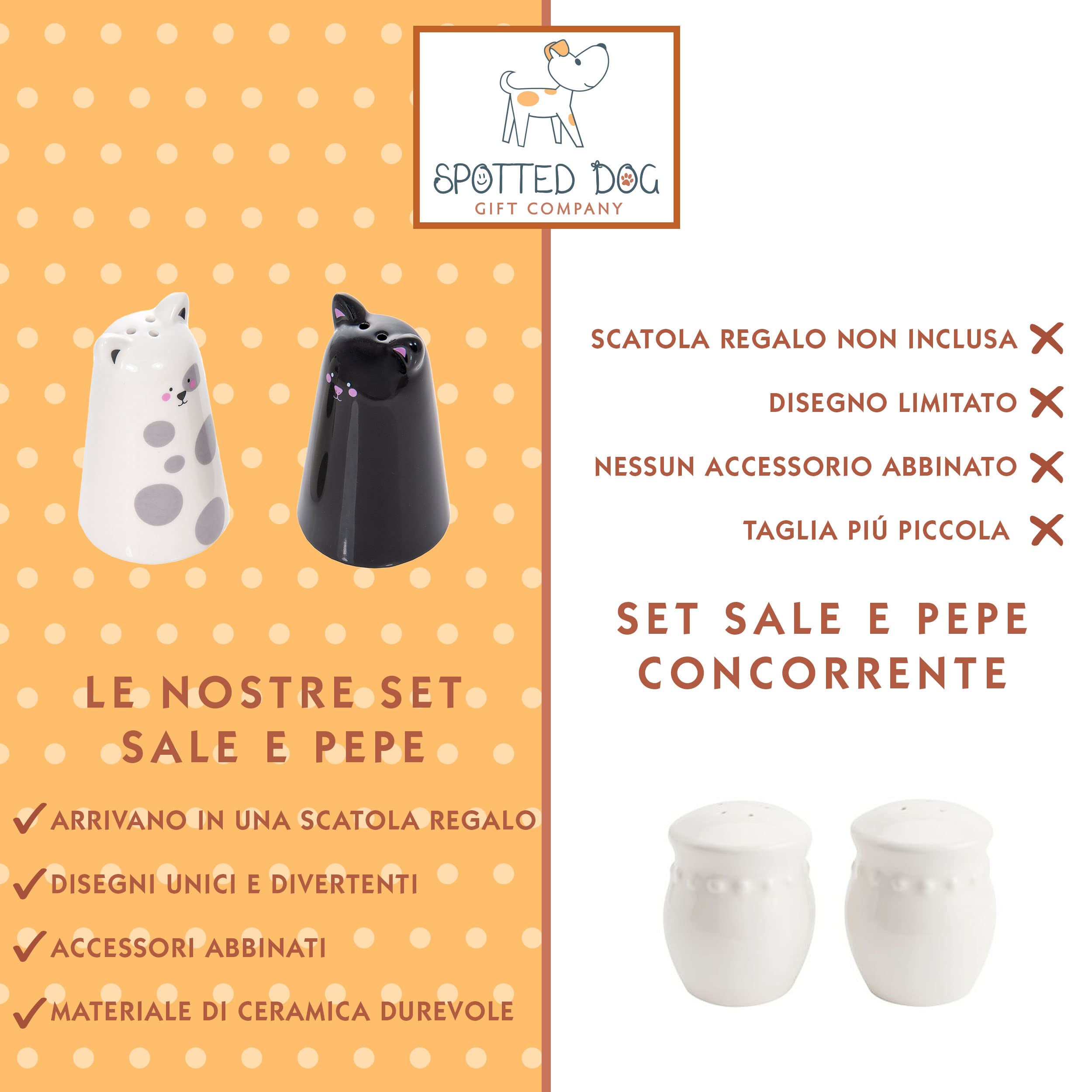Set Sale E Pepe A Forma Di Gatto - Ceramica Bianco E Nero - Idea Regalo Per Amanti Dei Gatti