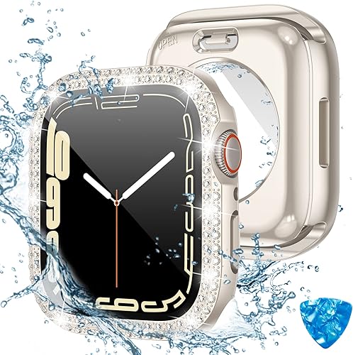 Miniatura 1 de 2 en 1 Tensea - Funda protectora de pantalla impermeable para Apple Watch, accesorios SE 2nd y SE 6 5 4 de 1.575 pulgadas, cubierta facial brillante