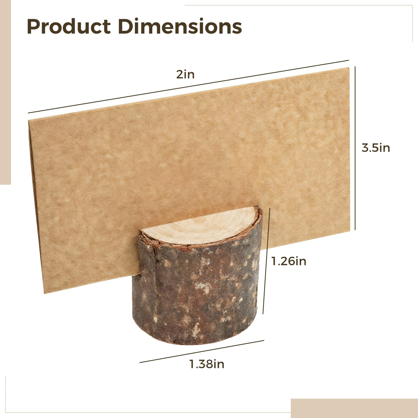 Portatarjetas de madera, 50 piezas, para mesa, bodas y decoración de fiestas, soportes para números de mesa estilo tocón de árbol, con ranura para tarjetas de lugar, tarjetas de visita, fotos y