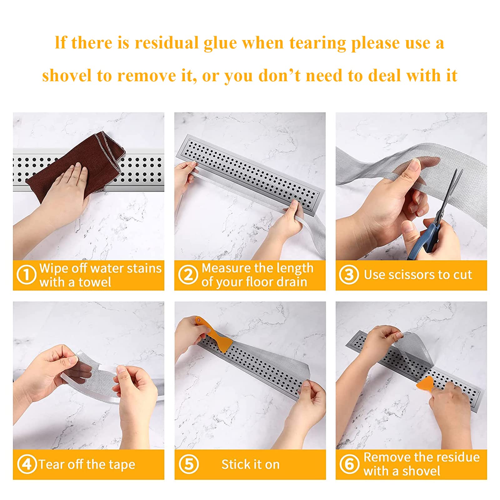 Adesivo Rete Per Scarico - Filtro Anticapelli 2,8 Pollici Per Bagno E Doccia | Con Paletta