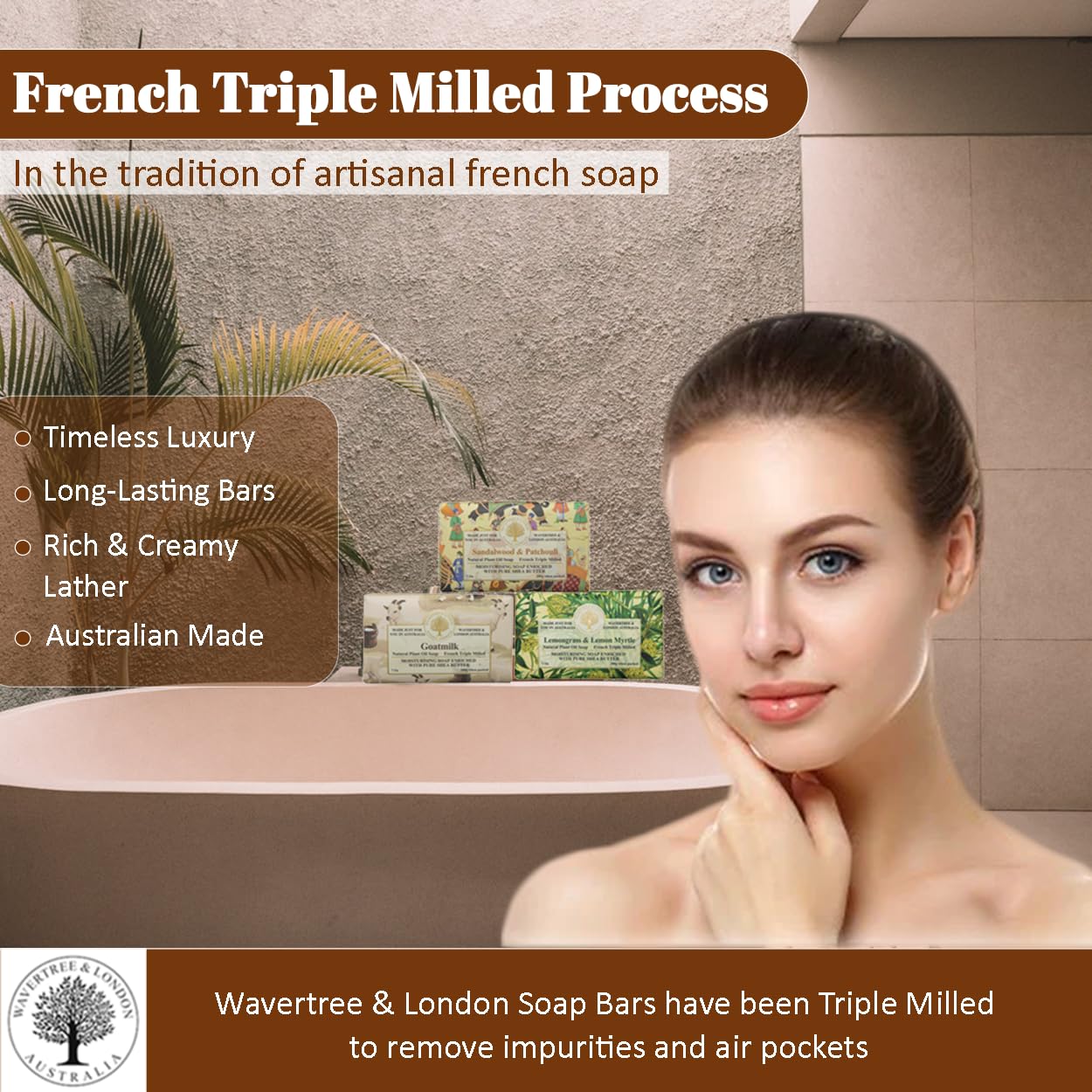 Wavertree & London Trio Gift Box (3 Bars) - 7oz Lemon Myrtle, Goats Milk, Sandalwood Patchouli Scented Moisturizing Triple Milled Natural Soap Bars - Pure Plant Oil Soap Bars for All Skin Types - Image 3