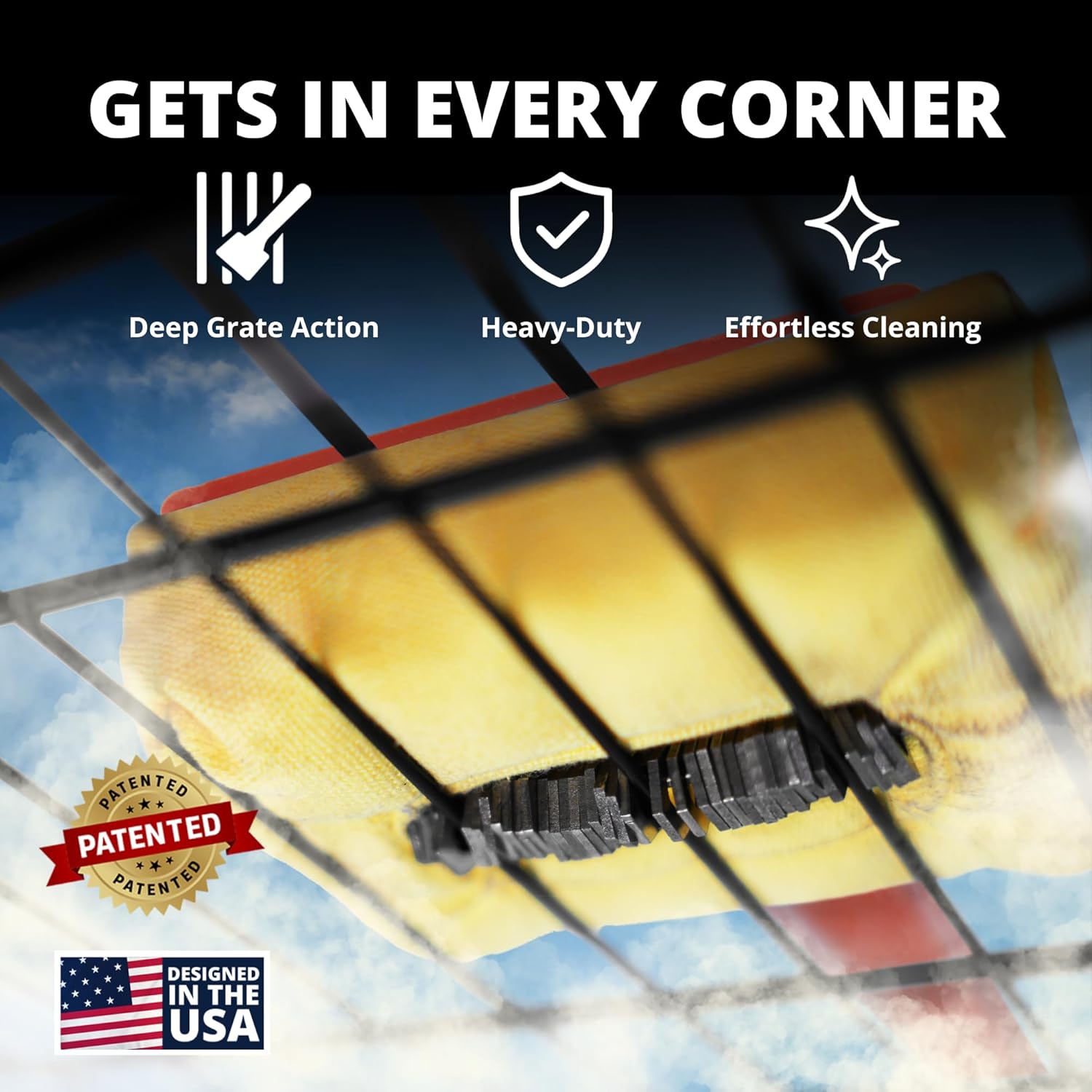 Grill Rescue BBQ Replaceable Cleaning Head, Bristle Free Grill Brush- Durable and Unique Grill Tools for Cast Iron or Stainless-Steel Grates, Barbecue Cleaner (Ultra)