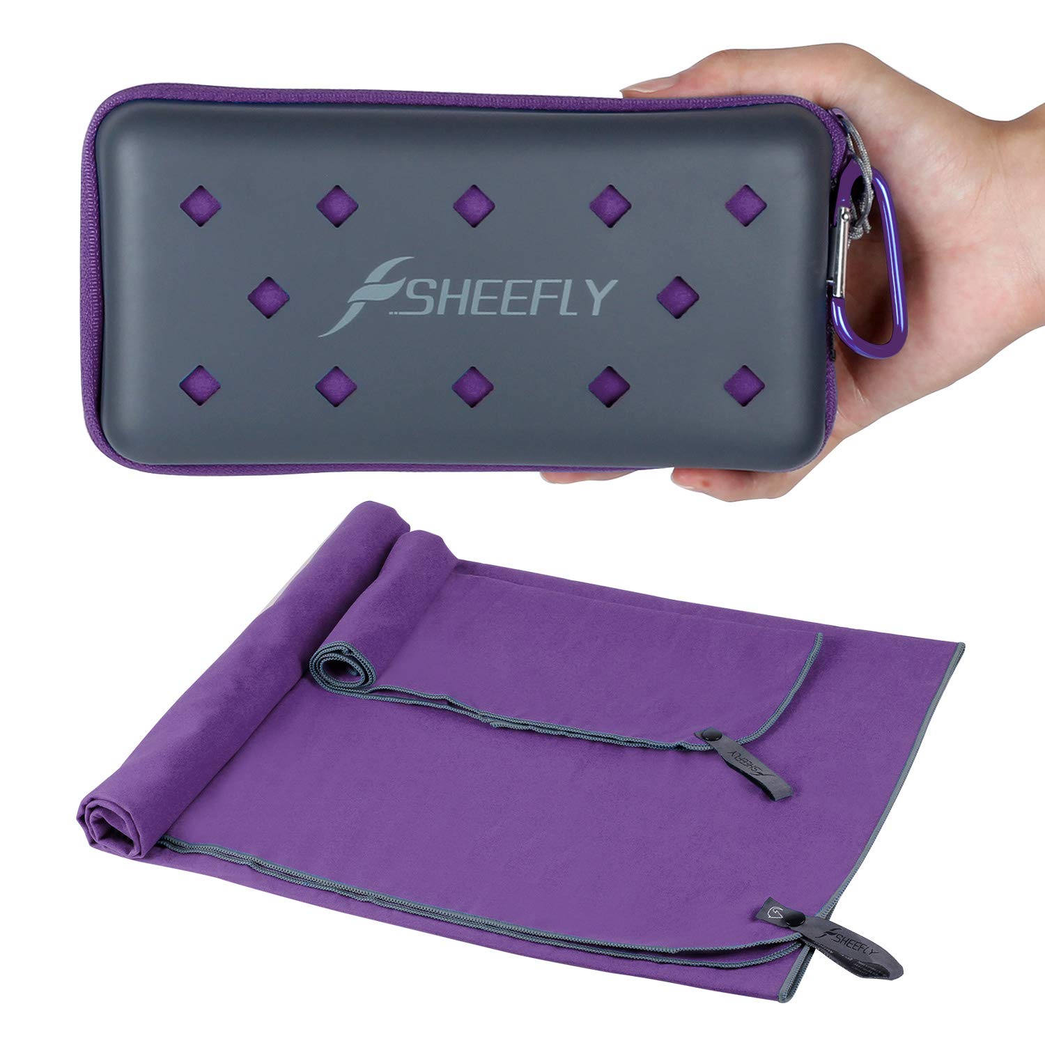 SHEEFLY Microfibre Travel Towel,Quick Dry Camping Towel Sport Towel Gym Towel,Super Absorbent Ultra Compact Lightweight Beach Towels-XL:182cm*81cm+30cm*60cm