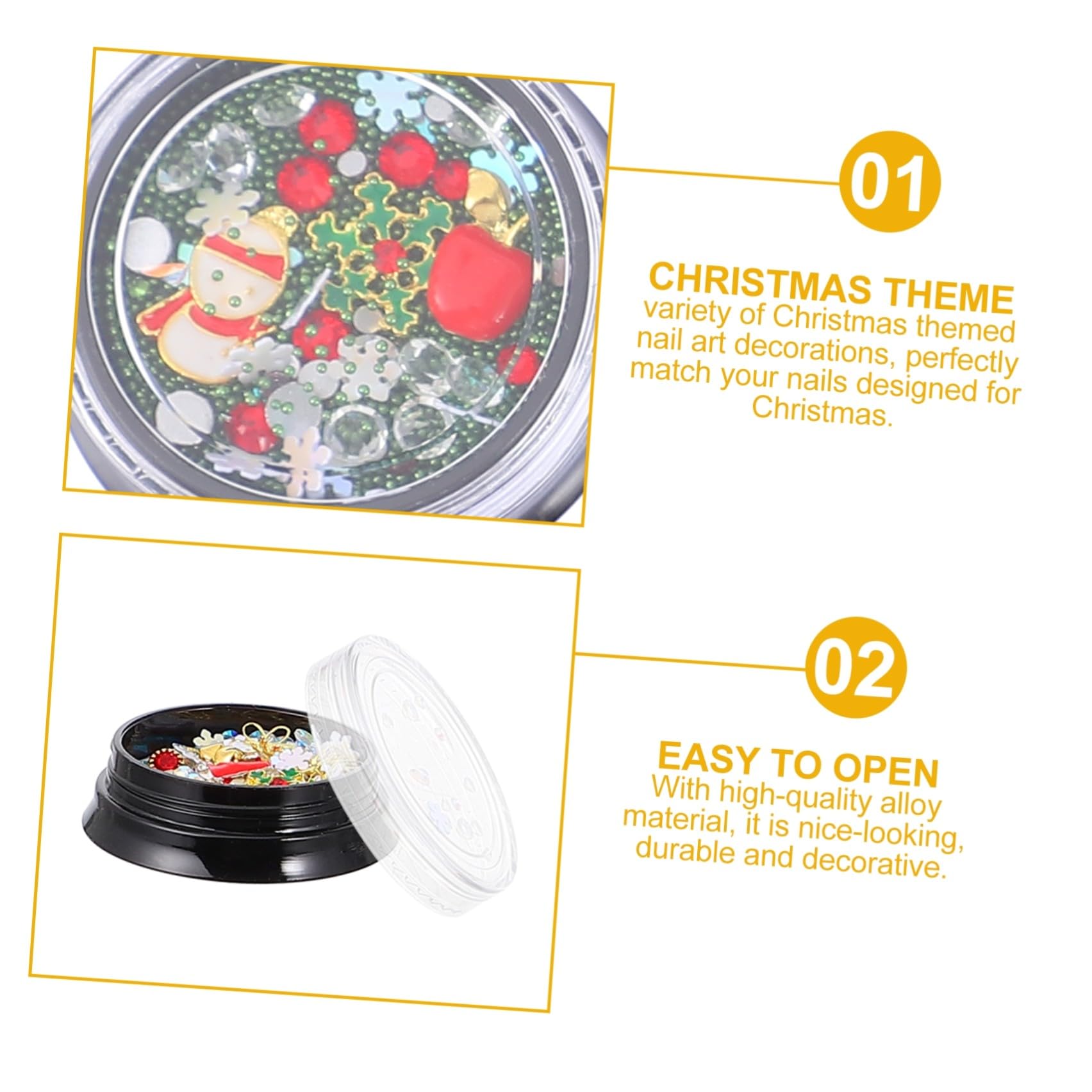 Healvian Boîtes De Charms De Noël Pour Nail Art Accessoires Manucure Créatifs Pour Décorations