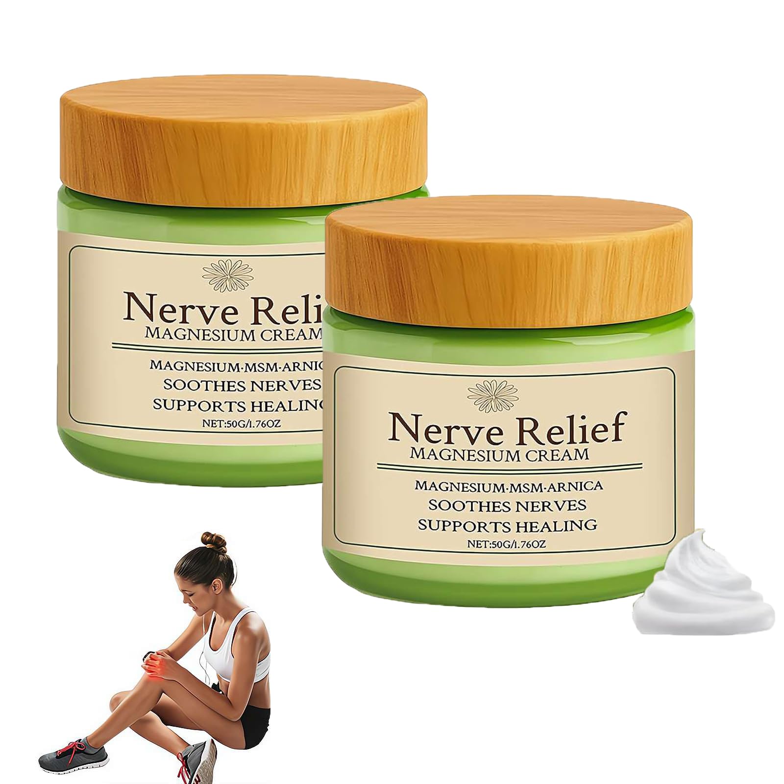Total Relief Magnesium Cream for Nerve Relief with MSM & Arnica — Soothing Topical Support for Neuropathy & Muscle Relaxation — 2 Pack Value Set (3.52oz Total)