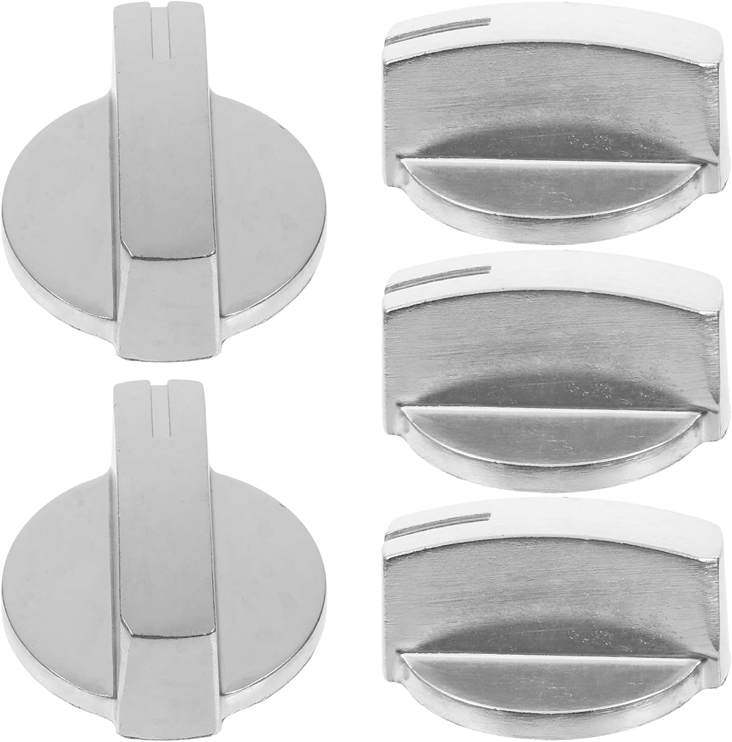 5pcs Stainless Steel Gas Stove Knobs Replacement Burner Control for Kitchen Cooktop Gas Cooker Accessory Compatible with Double Burner Hobs