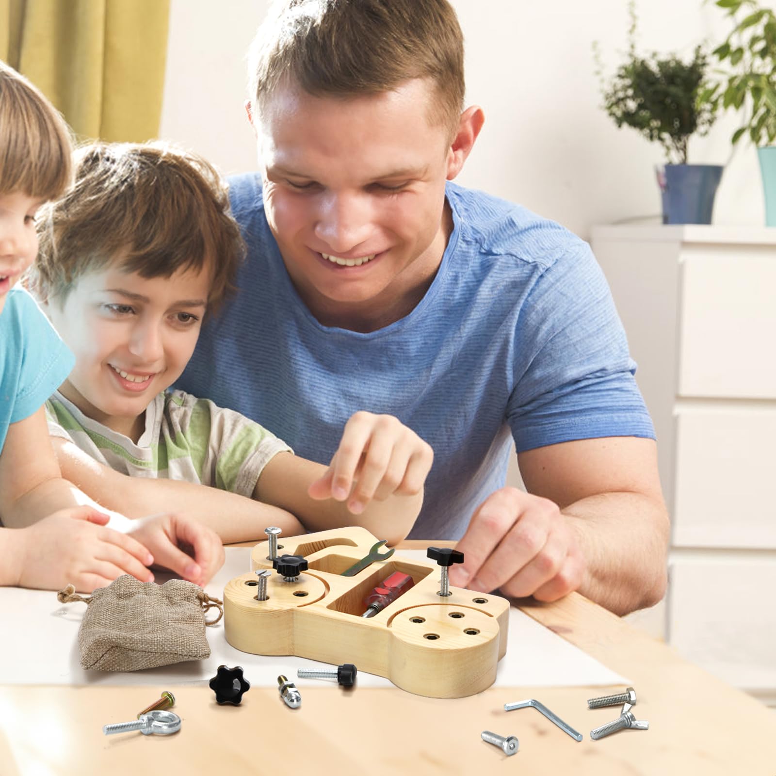 ZEAYEA Montessori Schraubendreher Board Set, Holz Montessori Spielzeug für über 3 Jahre alte Kinder, Feinmotorik Spielzeug für Kinder, sensorisches Spielzeug mit Aufbewahrungstasche und Werkzeug für