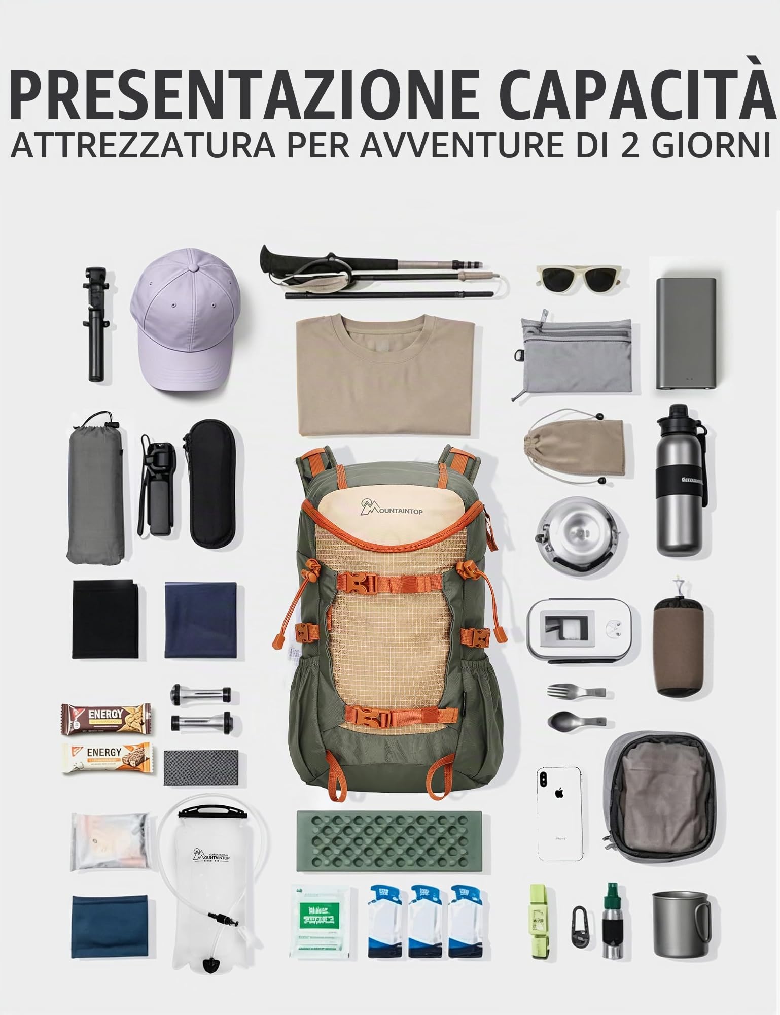 MOUNTAINTOP 28 Litri Zaino da Trekking Zaino Montagna Unisex Zaino Escursione per Viaggio Hiking Campeggio, 31 x 16 x 52 cm
