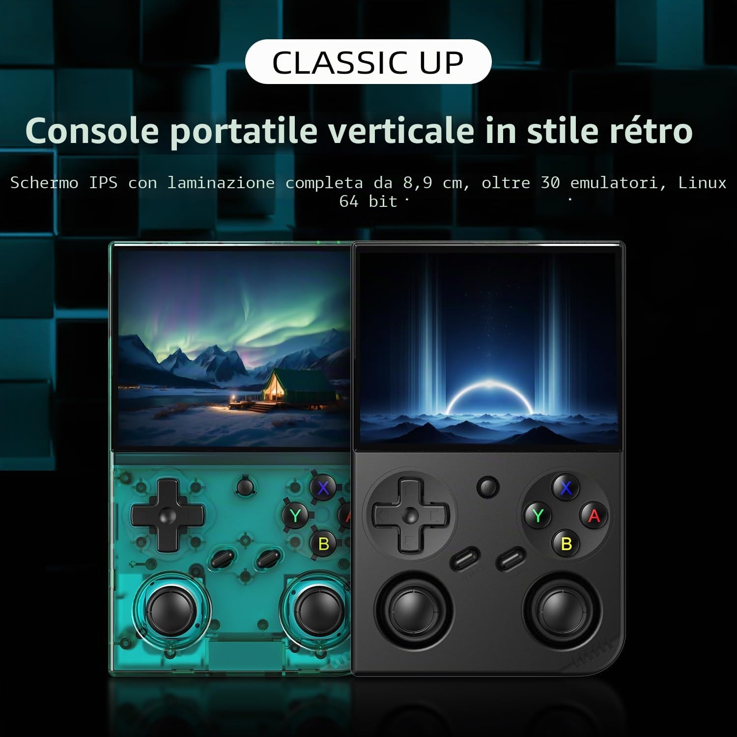 Console di gioco portatile retrò, gioco portatile con schermo IPS da 3,5 pollici, con scheda TF 64G preinstallata 4353 giochi supporta 5G WiFi Bluetooth HDMI e uscita TV, verde