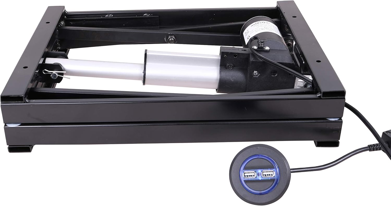 17'' Electric Manual Control Button Dining Table Coffee Table Lift,Black,110V-240V,Working Platform Computer Desk Electronic Scissor Lift