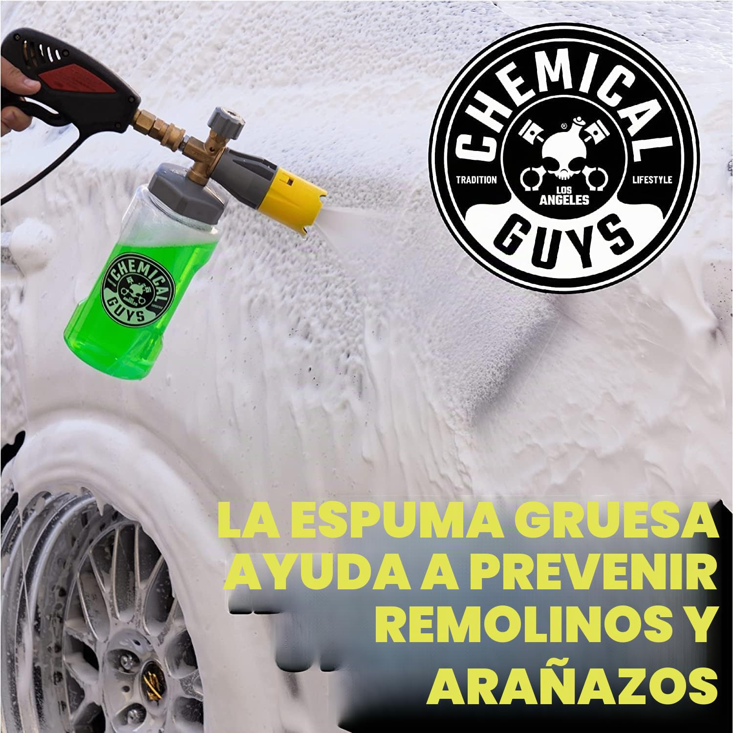Chemical Guys EQP324 Cañón de Espuma de liberación máxima de Boca Grande (Lavado de Coche, Lavado de casa y Barco cañón de Espuma Que se Conecta a tu Lavadora a presión) Botella de 34 onzas