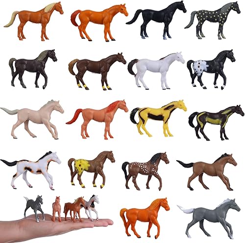 Figuras de caballos, 18 piezas de juguetes de animales en miniatura de plástico para proyectos de ciencia, juguetes educativos de aprendizaje,