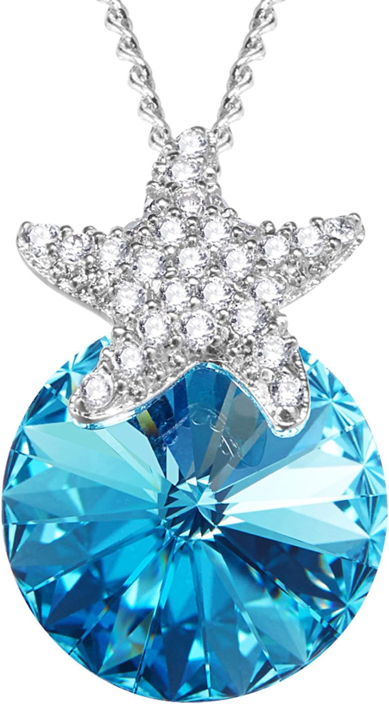 Milota Sea Starfish Cute Necklace Pendant Jewelry with Crystals from Austria Ocean Blue