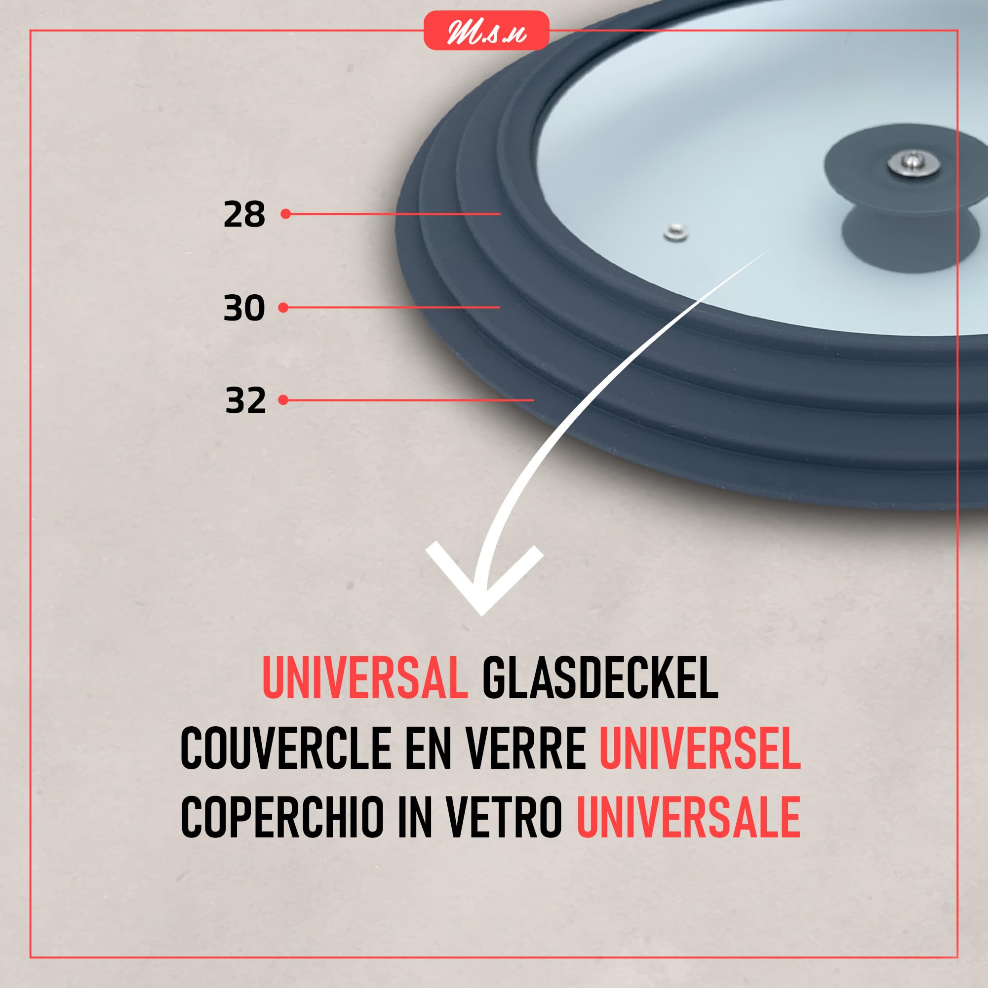 Coperchio Acciaio Inox 304 Con Vetro Per Pentole 28cm/30cm | Manico Silicone E Fori Ventilazione Per Cucina