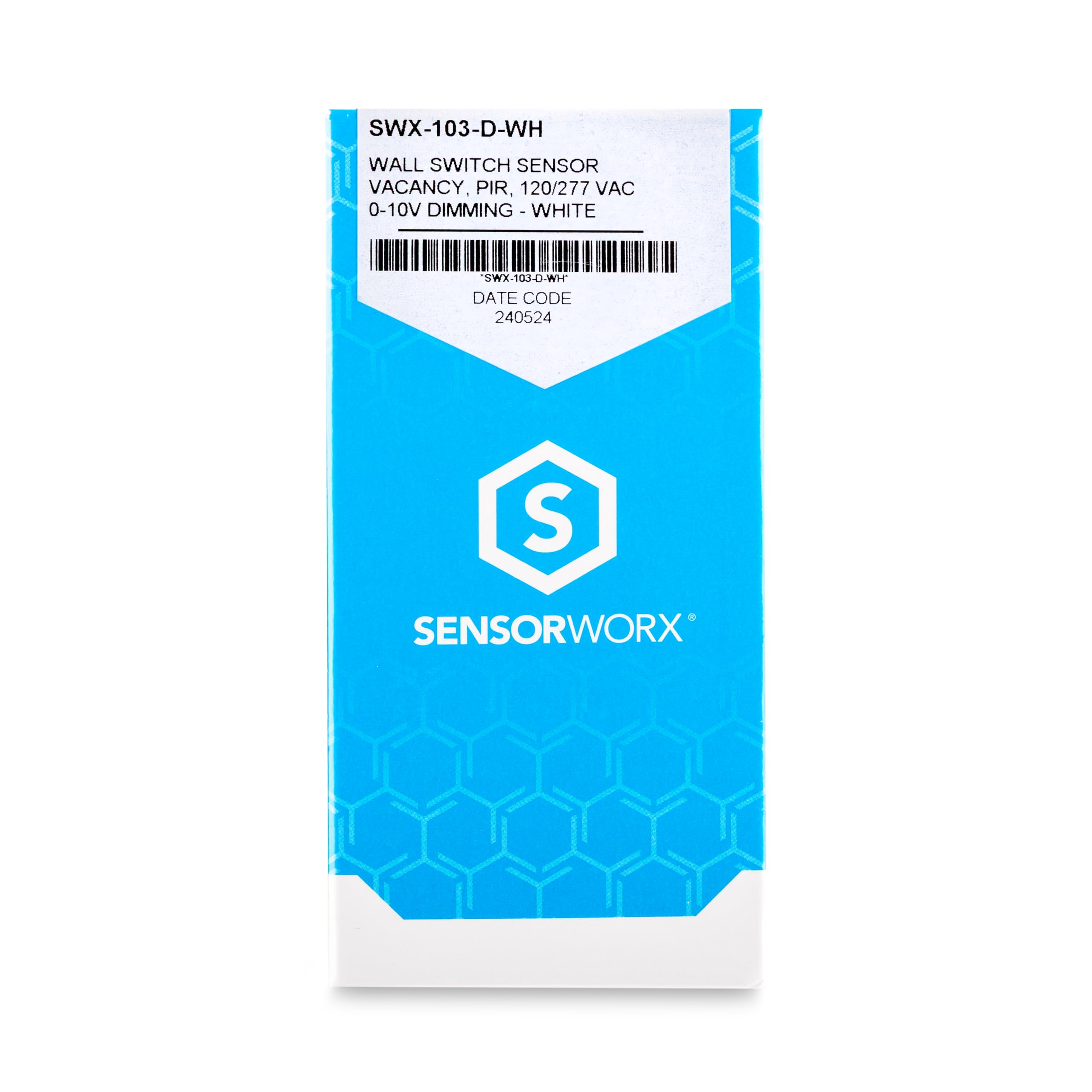 Détecteur de mouvement d'occupation avec variateur d'intensité 0-10 V, SWX-103-D-WH, détection PIR, mode manuel (mode vacance), 120/277 V, 800 W/1200 W, 1 pôle, pas de neutre nécessaire