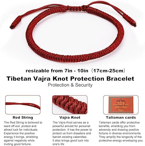 Miniatura 2 de ioieia 2ps Authentic blessed Tibetan monks handmade Dorje Knot protection bracelet for women and men with a talisman.Red string bracelet-mens
