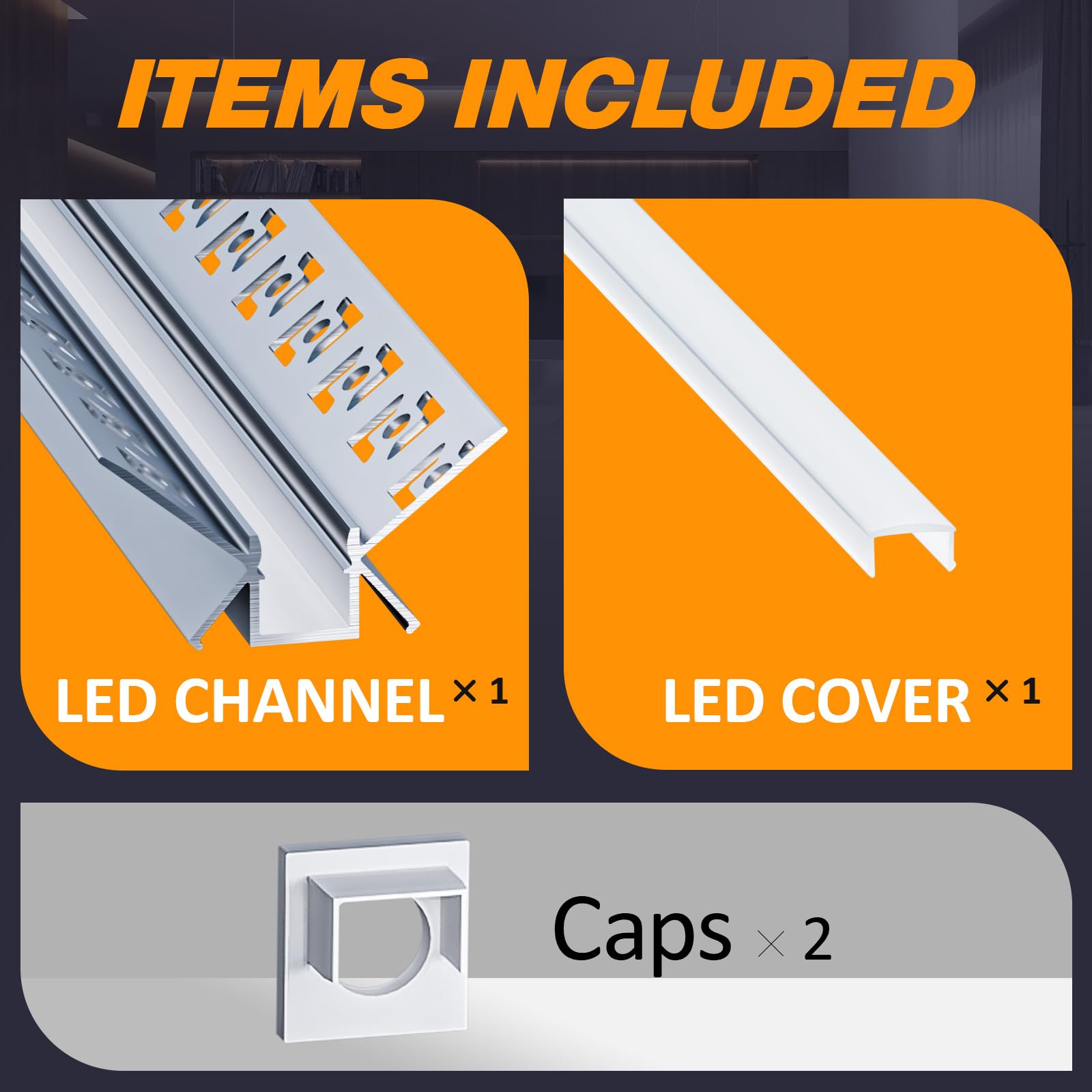 Profilo in alluminio a LED, 10 x 2 m (2 m), per strisce LED fino a 9 mm di larghezza, con copertura in PC bianco latte e set di accessori (SP47)