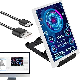 HONUNG Monitor Secondary Screen, 3.5-inch IPS CPU Temperature Monitor for Women, Men, Type-C Secondary Screen CPU Data Monitor for Chassis, Computer Case