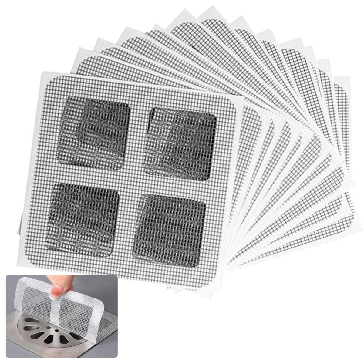 HOIDOKLY Pegatinas desechables para drenaje de pelo, cubierta desechable para desagüe de ducha, atrapador de pelo, adhesivo de red, adhesivo para filtro de drenaje de suelo, atrapador de pelo, pegatinas para