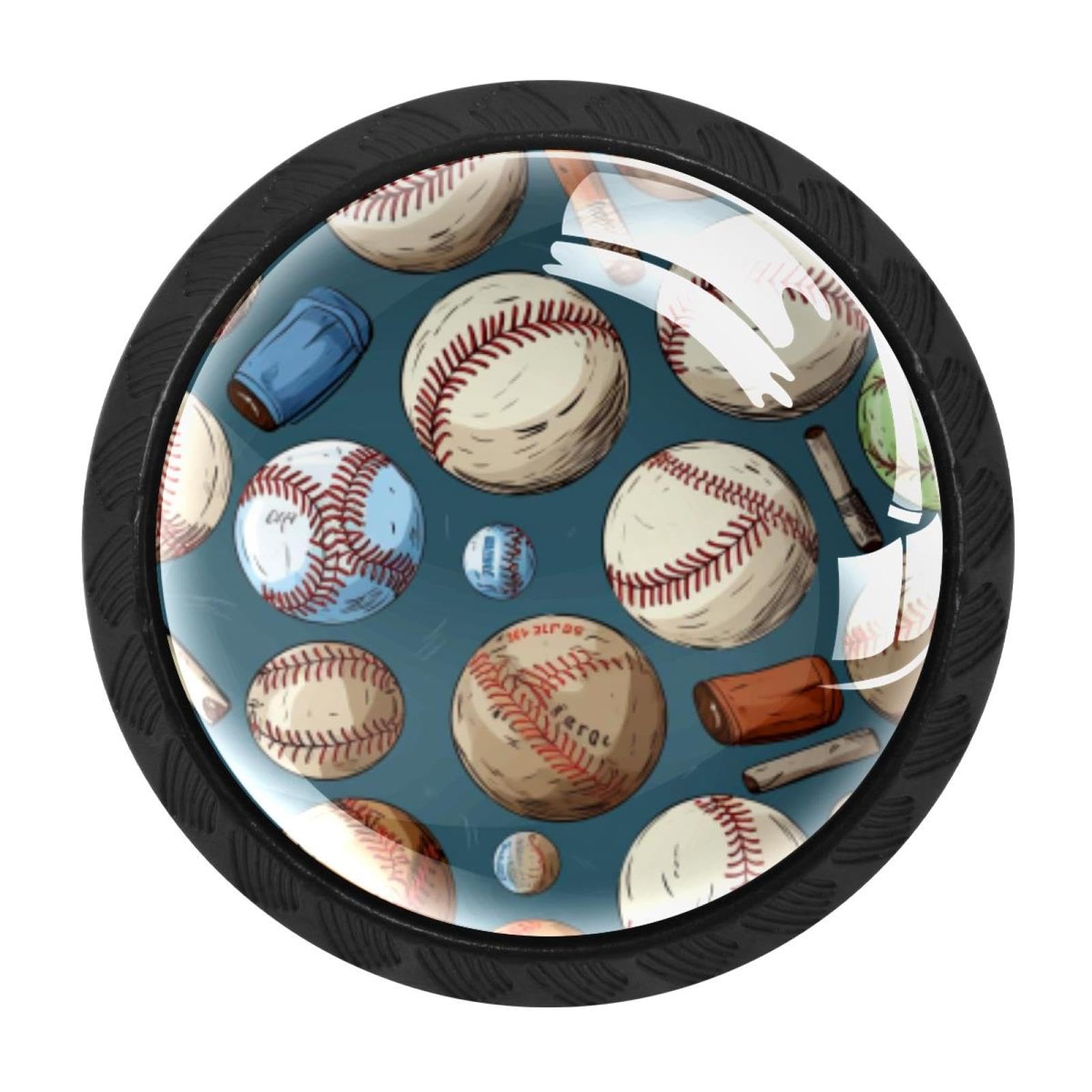 Chenzzzz Multicolored 07 4 Pieces Round Cabinet Knobs Baseball Dresser Knobs Pulls Handles With Screws For Drawer Pulls Handles Knobs Door Knobs