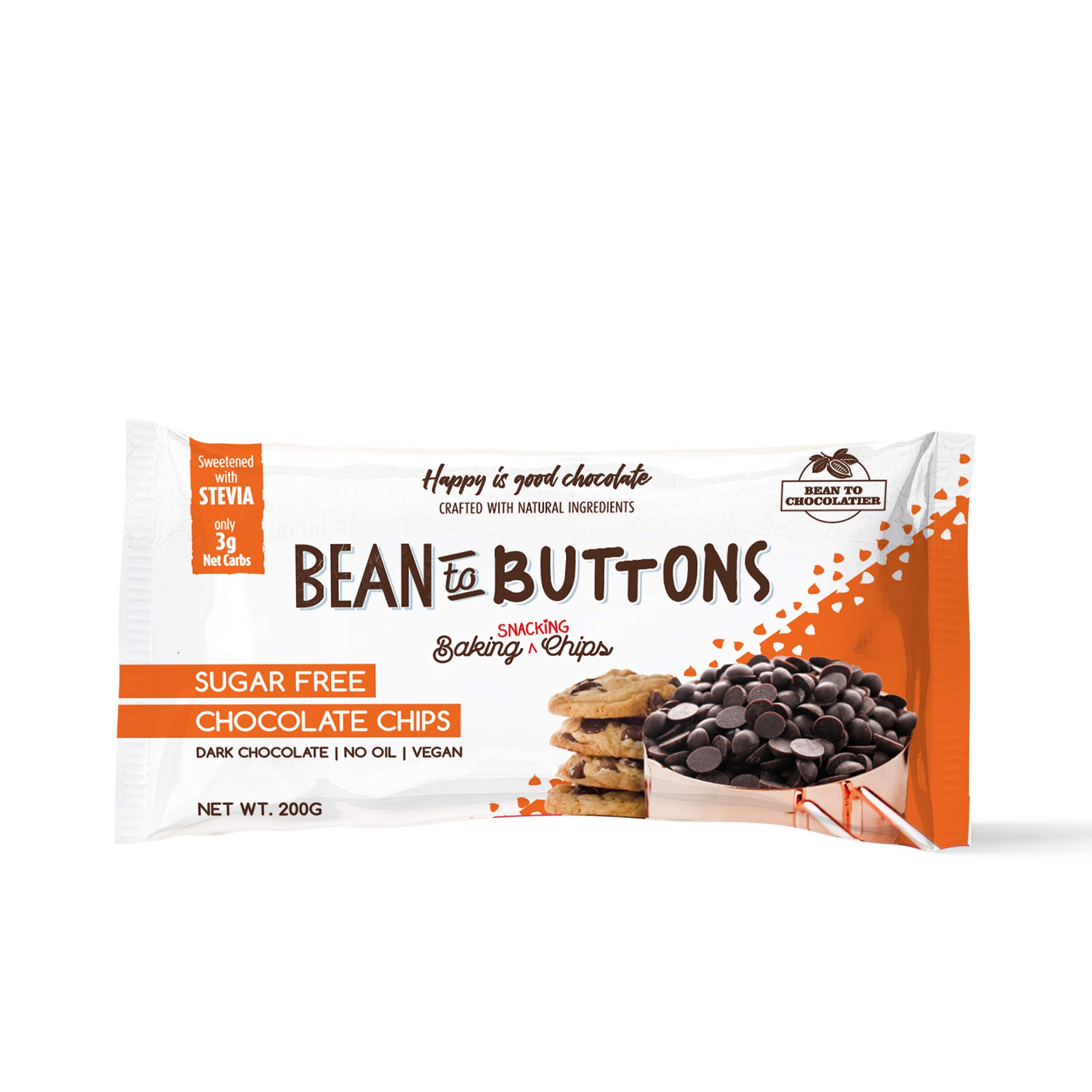 Pink Harvest Farms Bean to Buttons: Sugarfree Baking Chocolate Chips (Pack of 1)