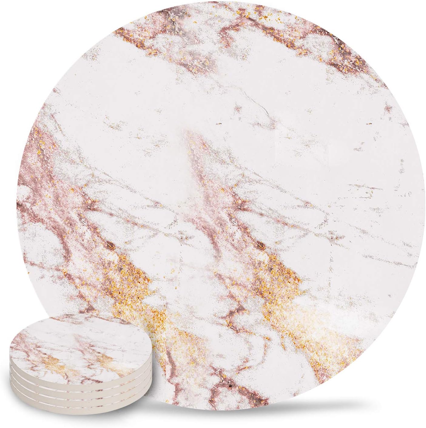 Exclusive Absorbent Ceramic Coasters for Drinks 4" Diameter Round Water-absorbent Quick-drying Coaster Marble Pattern Cup Mats(4 Piece) Exclusive Absorbent Ceramic Coasters for Drinks 4" Diameter Round Water-absorbent Quick-drying Coaster Marble Pattern Cup Mats(4 Piece)
