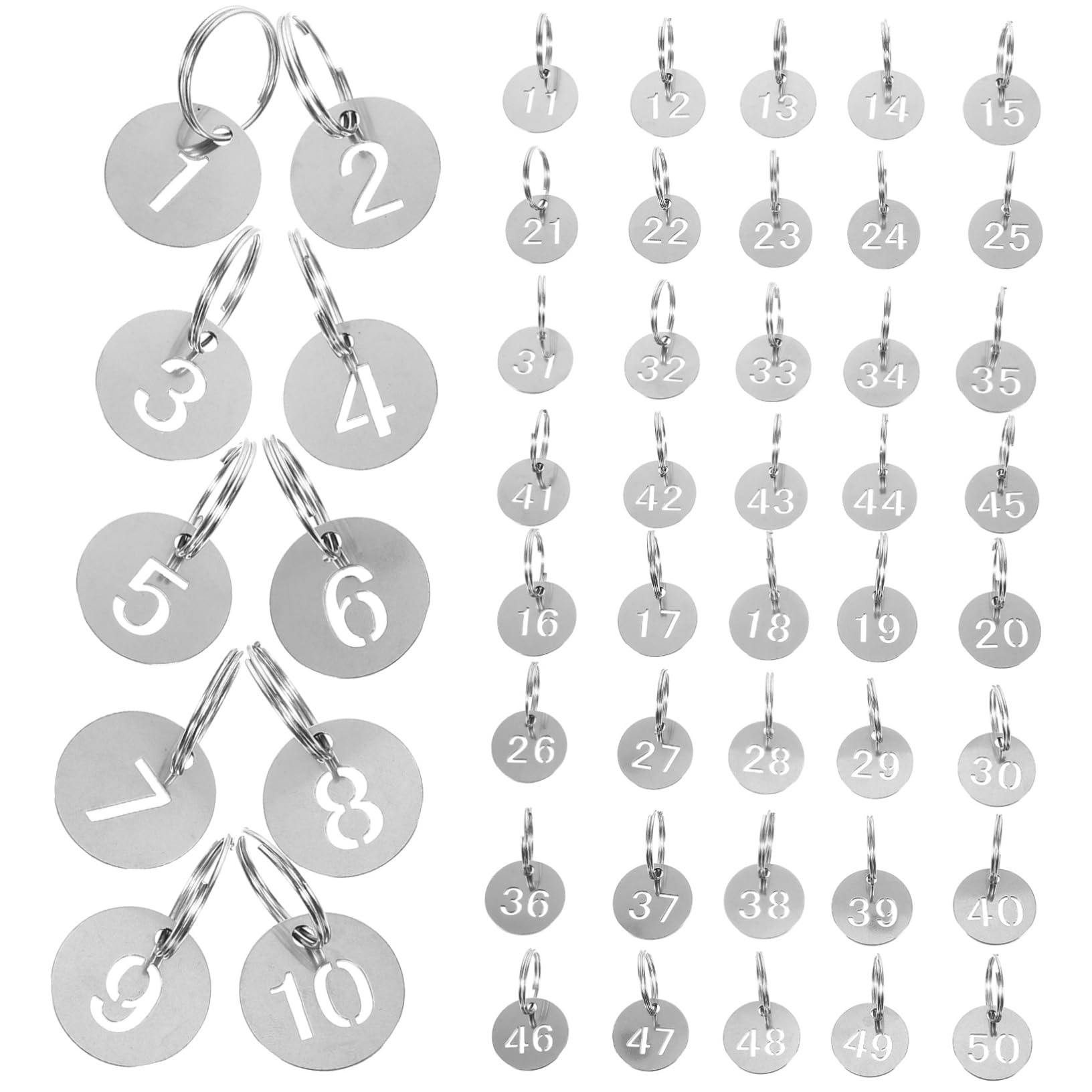 VALICLUD 5 Set Di Portachiavi Con Numeri in Metallo Da 1 A 50 Per Riporre E Classificare Le Chiavi in ​​case E Uffici 50 Pezzi * 5
