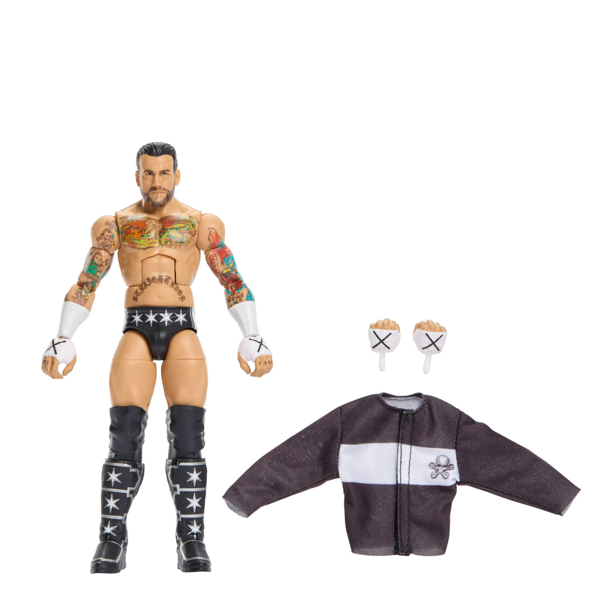 Mattel Mattel WWE Figurine articulée Élite CM Punk de 15 cm à Collectionner avec Accessoires, série 124, 25 Points d'Articulation et Mains interchangeables, JHT70