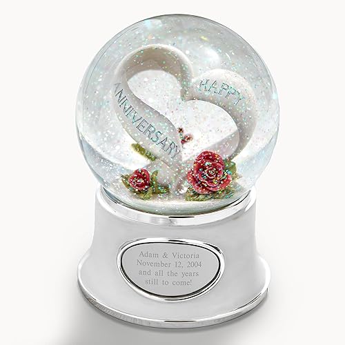 Miniatura 2 de THINGS REMEMBERED Globo de nieve musical de corazón grabado para celebración de aniversario, reproduce música "The Anniversary Song", regalo hermoso