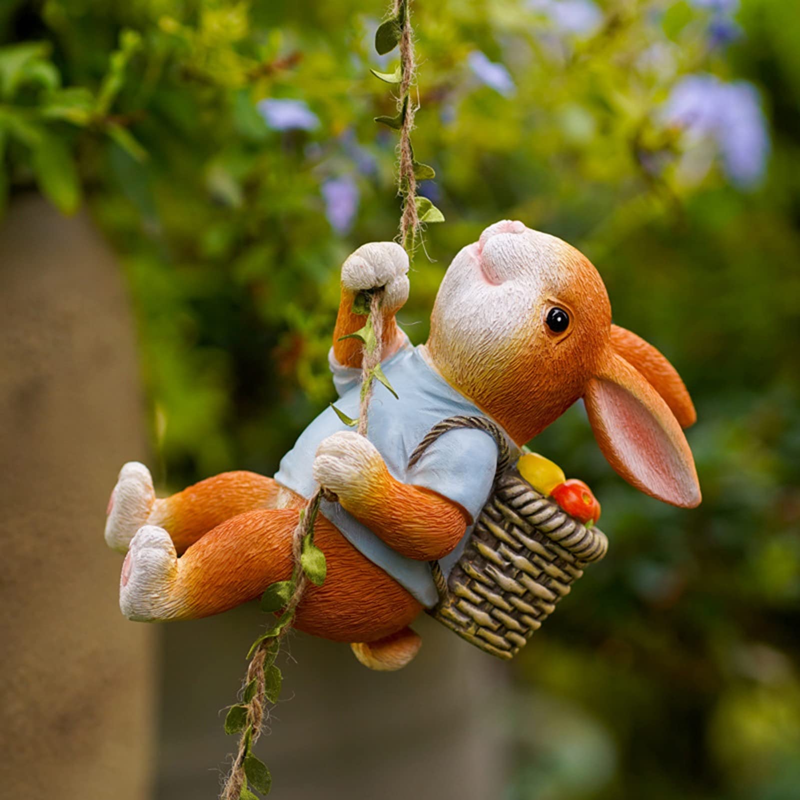 Adornos de jardín, estatuas y esculturas de Decoraciones de Conejo de Pascua al Aire Libre, estatuilla de Conejito, decoración artística, Adorno Colgante de árbol para Patio, hogar, Lectura