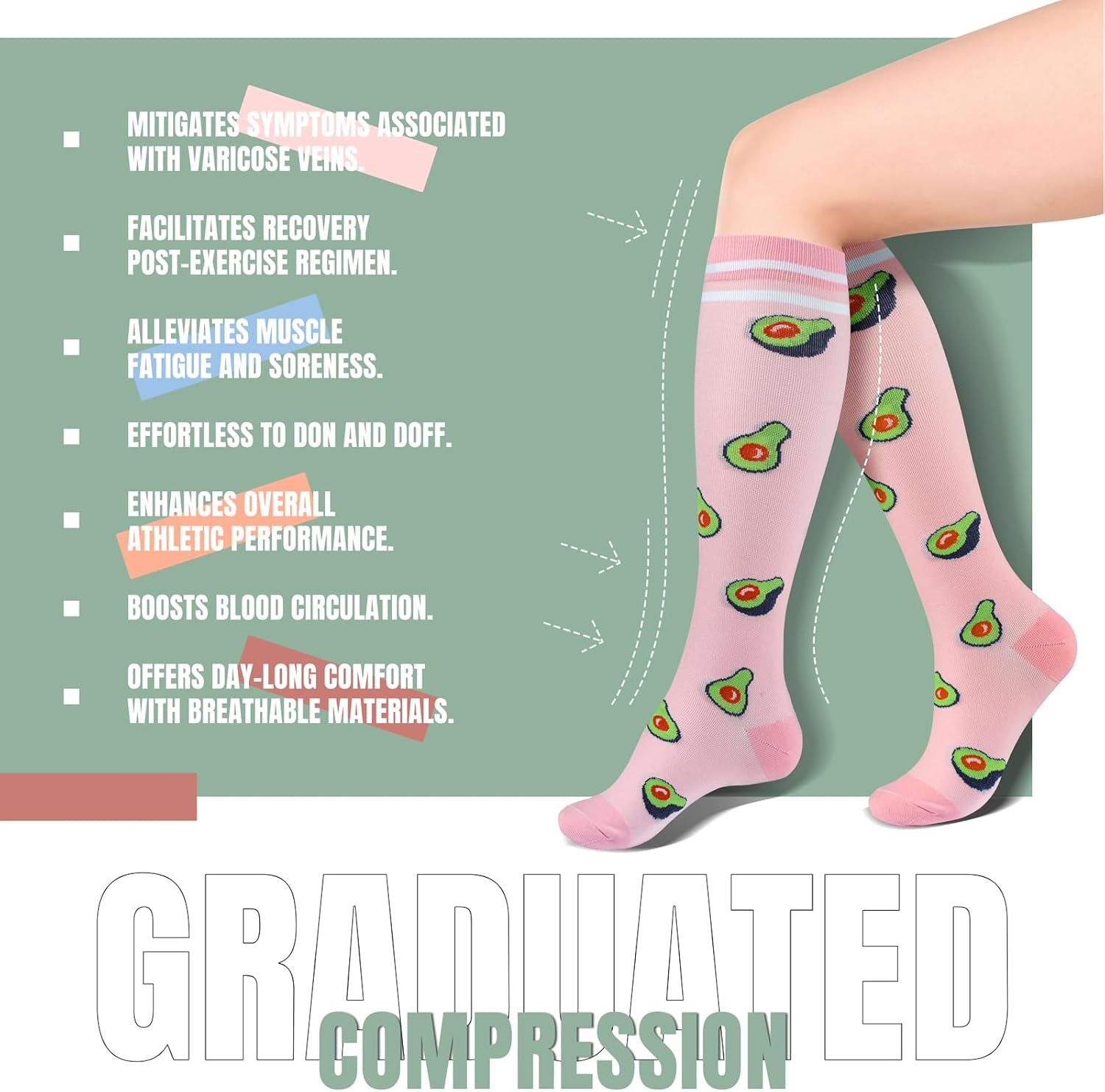 bropite Compression Socks for Women & Men 8 Pairs Circulation-Compression Socks 20-30 mmhg-Best for Running,Nurse,Travel,Yoga - Image 2