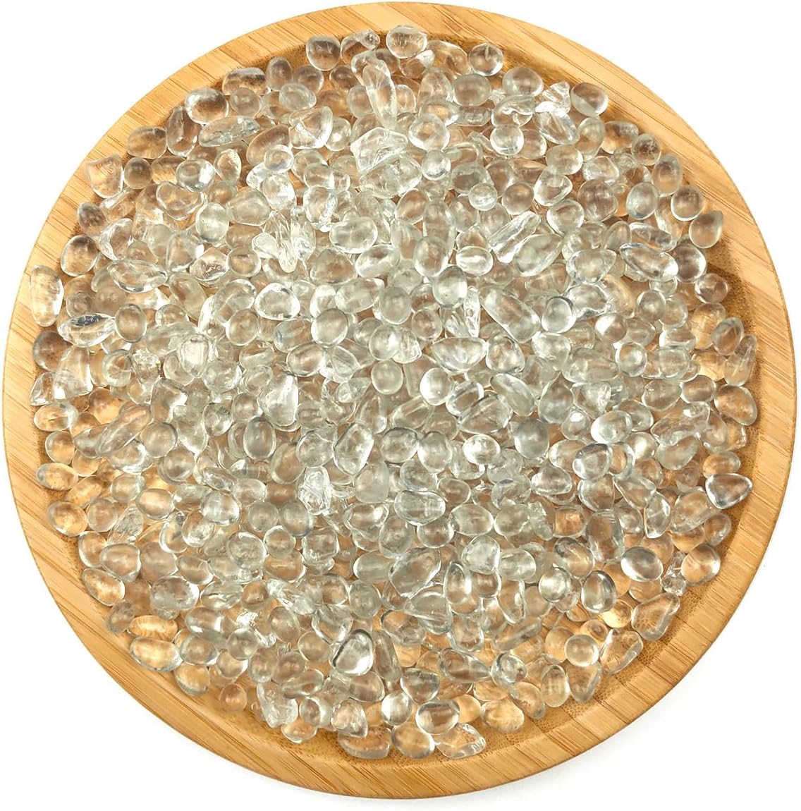 1 Lb (460 g) Clear Sea Glass Stones Irregular Rainbow Glass Pebble Decorative Rock Glaze Quartz Tumbled Gemstone Chips for Aquarium Decoration/Vase Filler/Jewelry Making/Handwork Craft