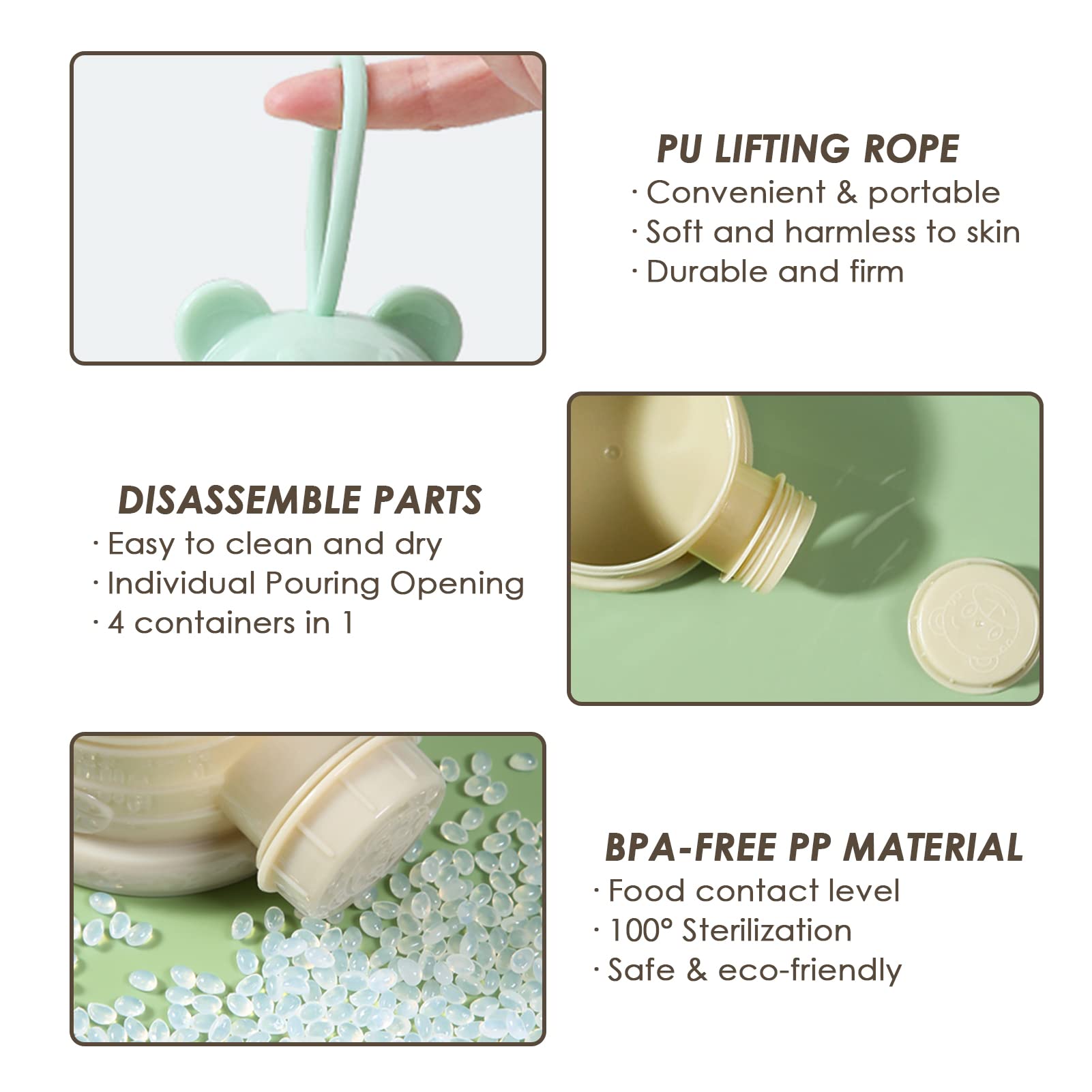 Dispenser Latte In Polvere Portatile | 4 Scomparti | Capacità 60g Cadauno | Rosso | Lapono - Foto 3