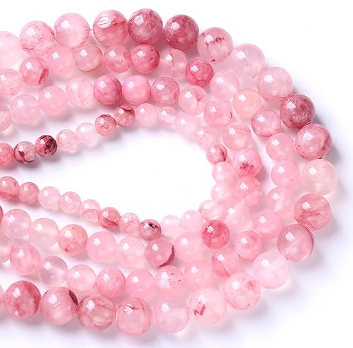 Miniatura 3 de 90 cuentas espaciadoras redondas sueltas de jade rosa natural de 0.157 pulgadas (0.236 pulgadas), para hacer joyas, cuentas de piedra energética