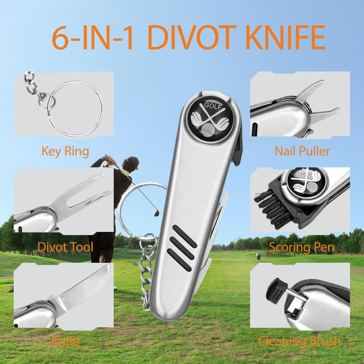 Golf Gift for Men Women, Premium Golf Accessories Kit with Rangefinder, Golf Balls, Tees, Brush, Ball Clamp, Multifunction Repair Knife & Leather Case, Golf Gift Set for Beginners and Pros