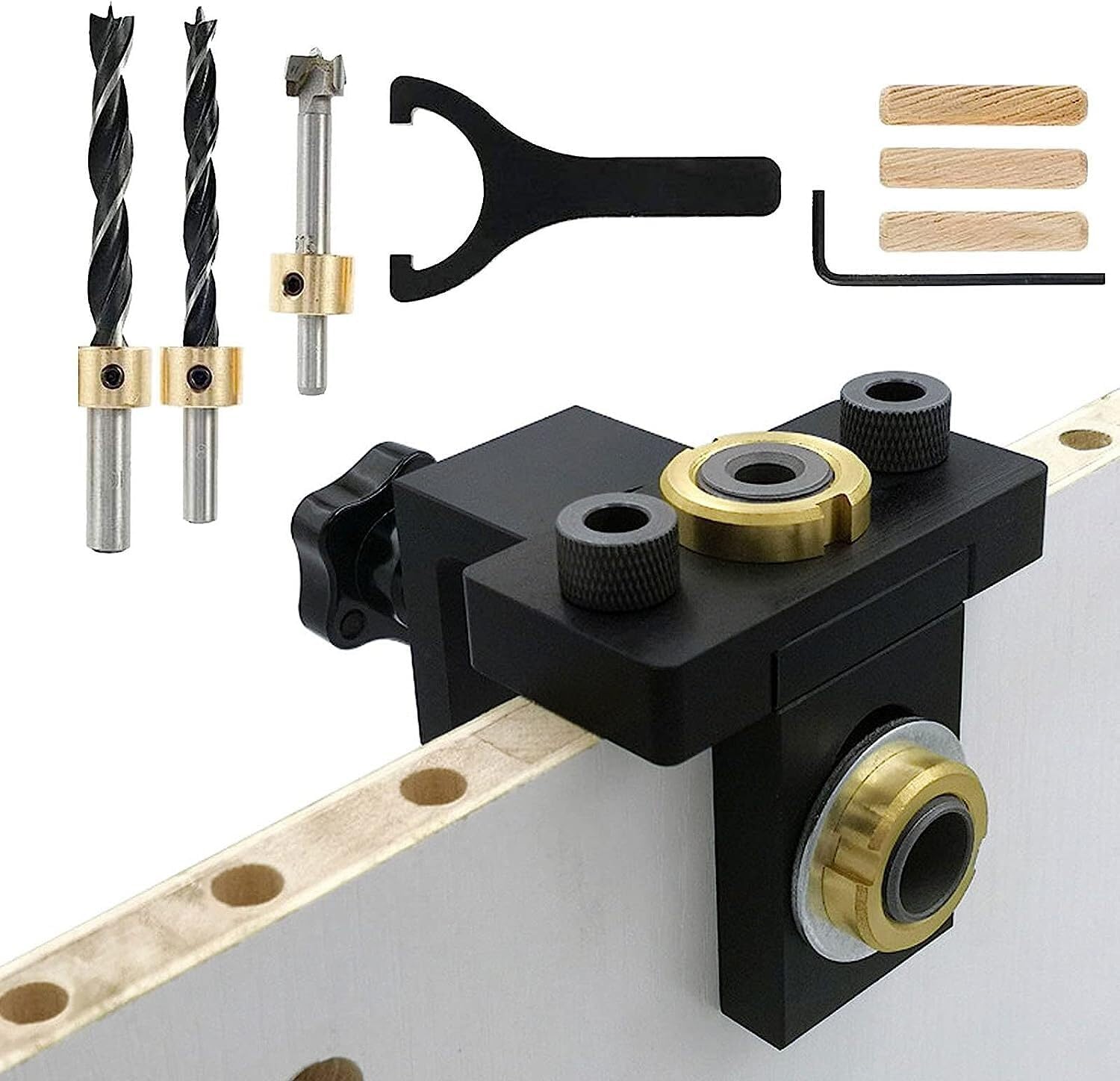 carpenter tools 3 in 1Pocket Hole Jig Kit, Adjustable Portable Doweling Jig Set, Woodworking Drilling Locator Tool with Positioning Clip 8/10/15mm Drill Bit for Drilling Guide Locator Puncher ( Size :