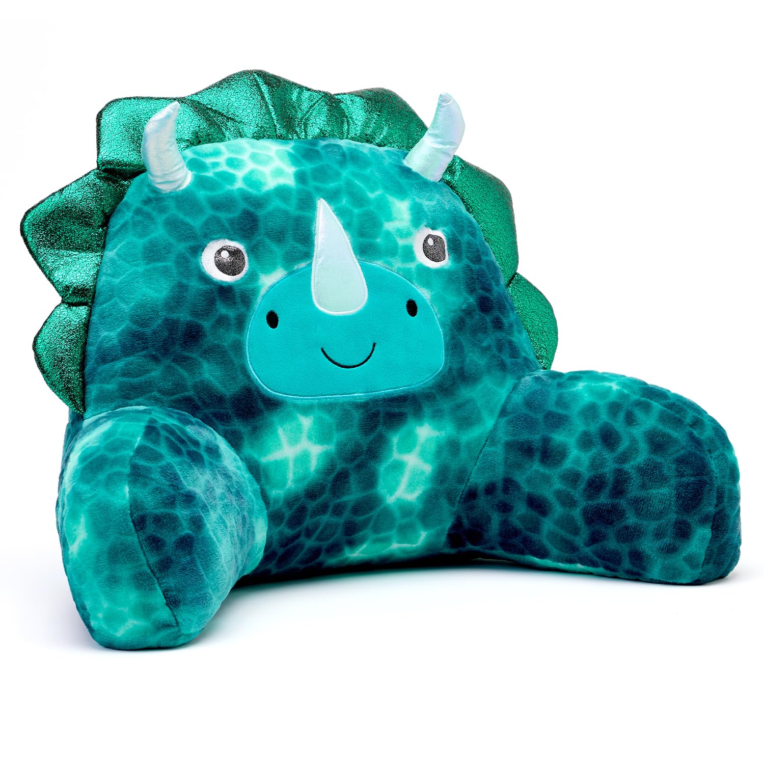 Snuggz Dinosaur Cuddle Cushion 60x40cm, Age 12m+ - Lightweight Kids Plush Backrest Pillow with Supportive Arms, Super Soft Reading Pillow Cushion for Gaming or Napping – Soft 3D Ears & Carry Handle