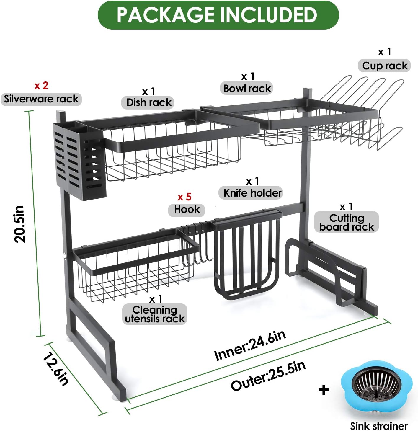 Frее Shірріng Ovеr $50 Over the Sink Dish Drying Rack (Sink Size ≤ 24 inch) Stainless Steel Paint Kitchen Rack Toolless Installation Kitchen Dish Rack Space Saver Over the Sink Organizer with Utensils Holder, Black Nеw Arrіvаlѕ Over the Sink Dish Drying Rack (Sink Size ≤ 24 inch) Stainless Steel Paint Kitchen Rack Toolless Installation Kitchen Dish Rack Space Saver Over the Sink Organizer with Utensils Holder, Black