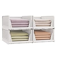 SONGMICS Organizer per Armadio Pieghevole, Set di 4 Organizzatori Cesti Impilabili