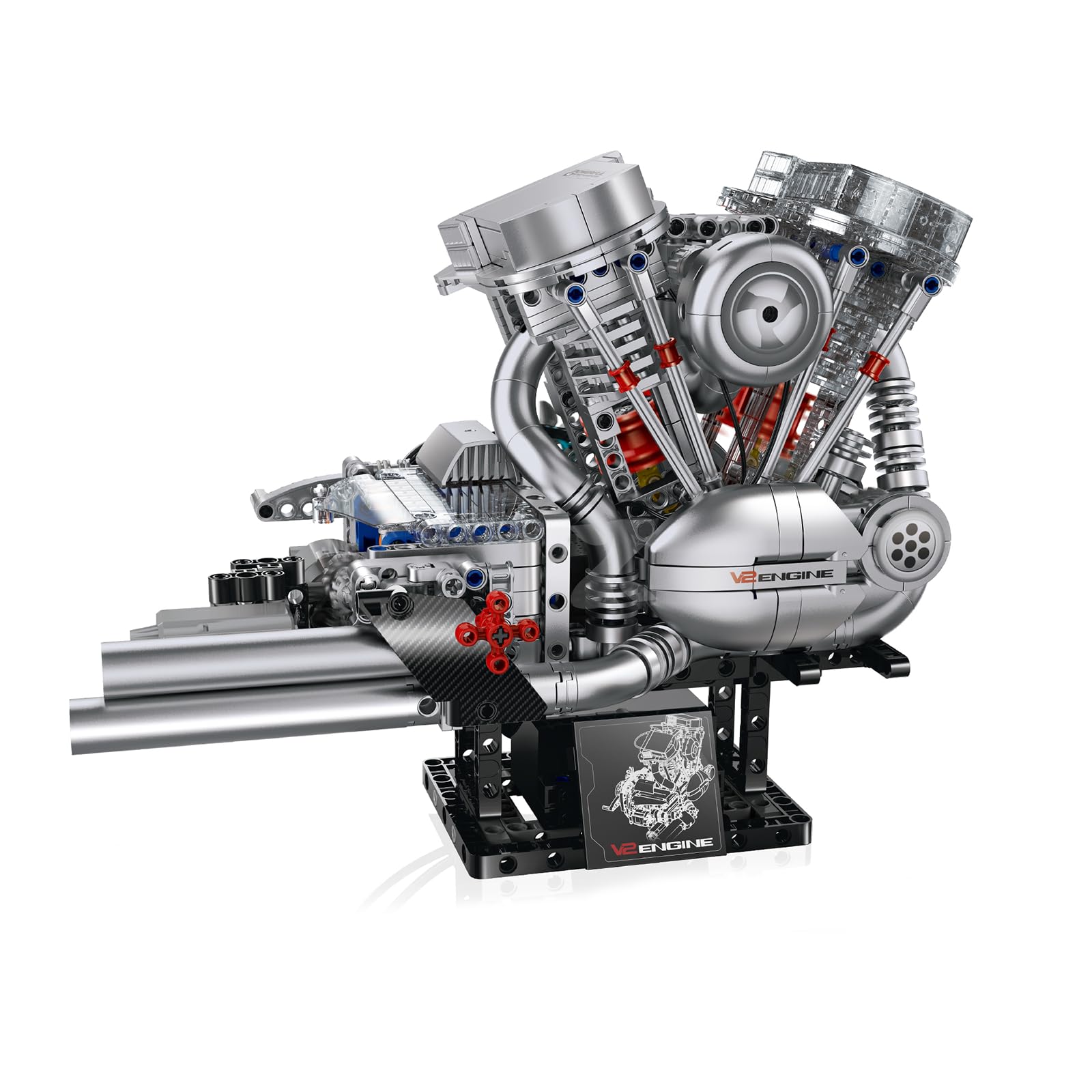 muuchuu Technik V2 Engine Building Toy with Light Sound Spray Motor Set, Motorcycle Engine that Work Brick Kit Adult, Model Motorbike Engine DIY Hobby STEM Toy Gifts for Kids Teens 14+ (867Pcs)