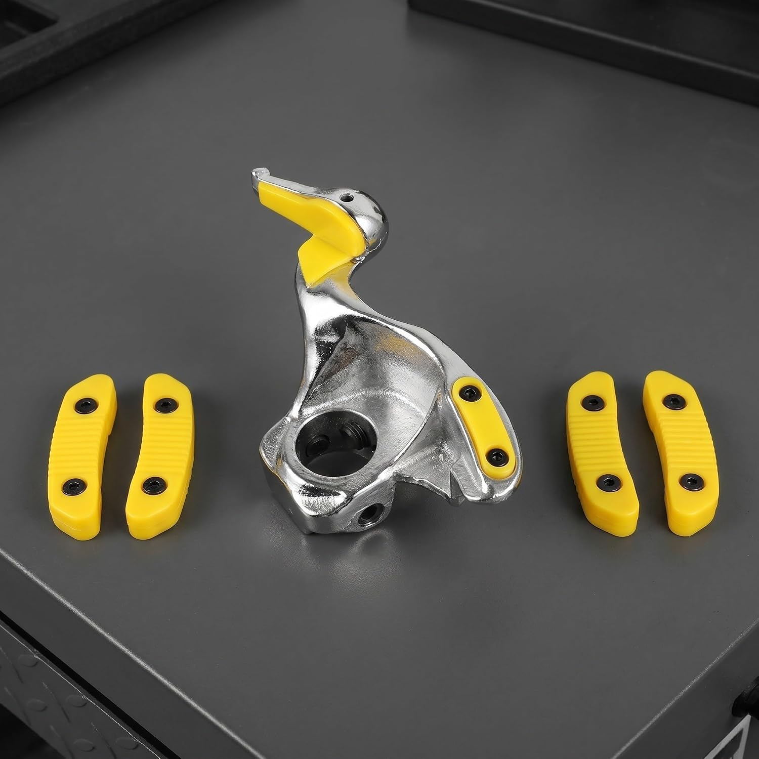 Universal Tire Changer Tool with Plastic Inserts for Alloy Wheel Rims and Motorcycle Tires, Cast Steel Construction to Ensure Technician Safety and Protect Wheels in Professional