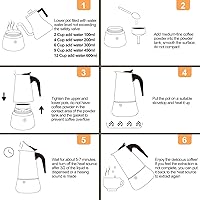 Vista 9 de Cafetera Moka de acero inoxidable, 9 tazas de 450ml (15.2 fl oz), cafetera de café expreso para estufa, cafetera estilo clásico italiano, Greca