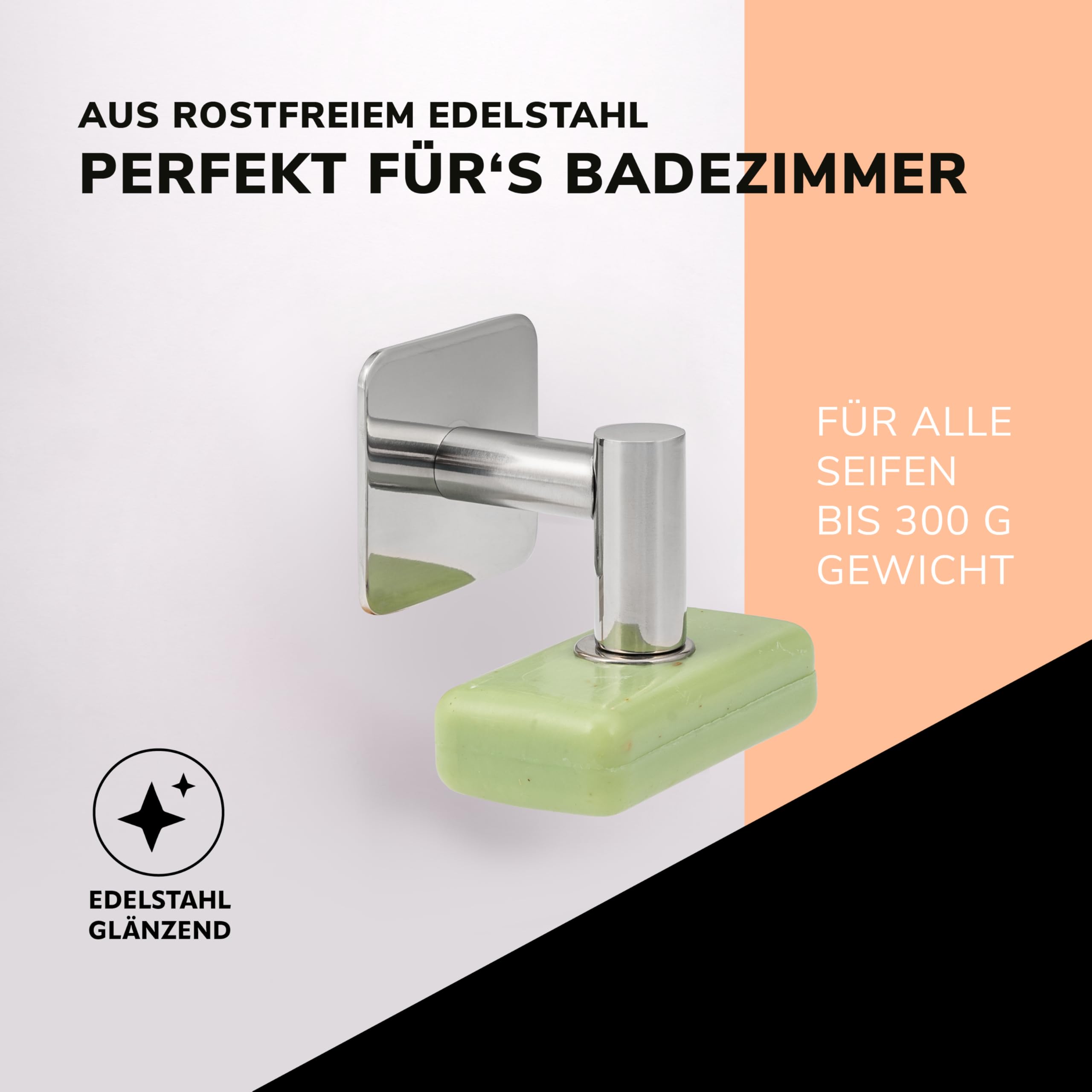 Bremermann Portasapone Magnetico PUREZZA - Set Da 2, Acciaio Inox, Con