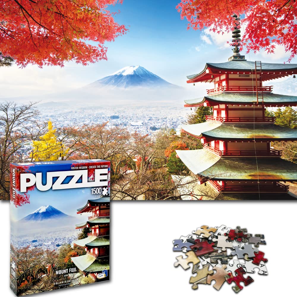 Universal Castillo 1500 Piezas Rompecabezas para Adultos Paisaje Panorama Europa Landmark Foto Classic Impossible Puzzle Juguetes (Mount Fuji, Japan)