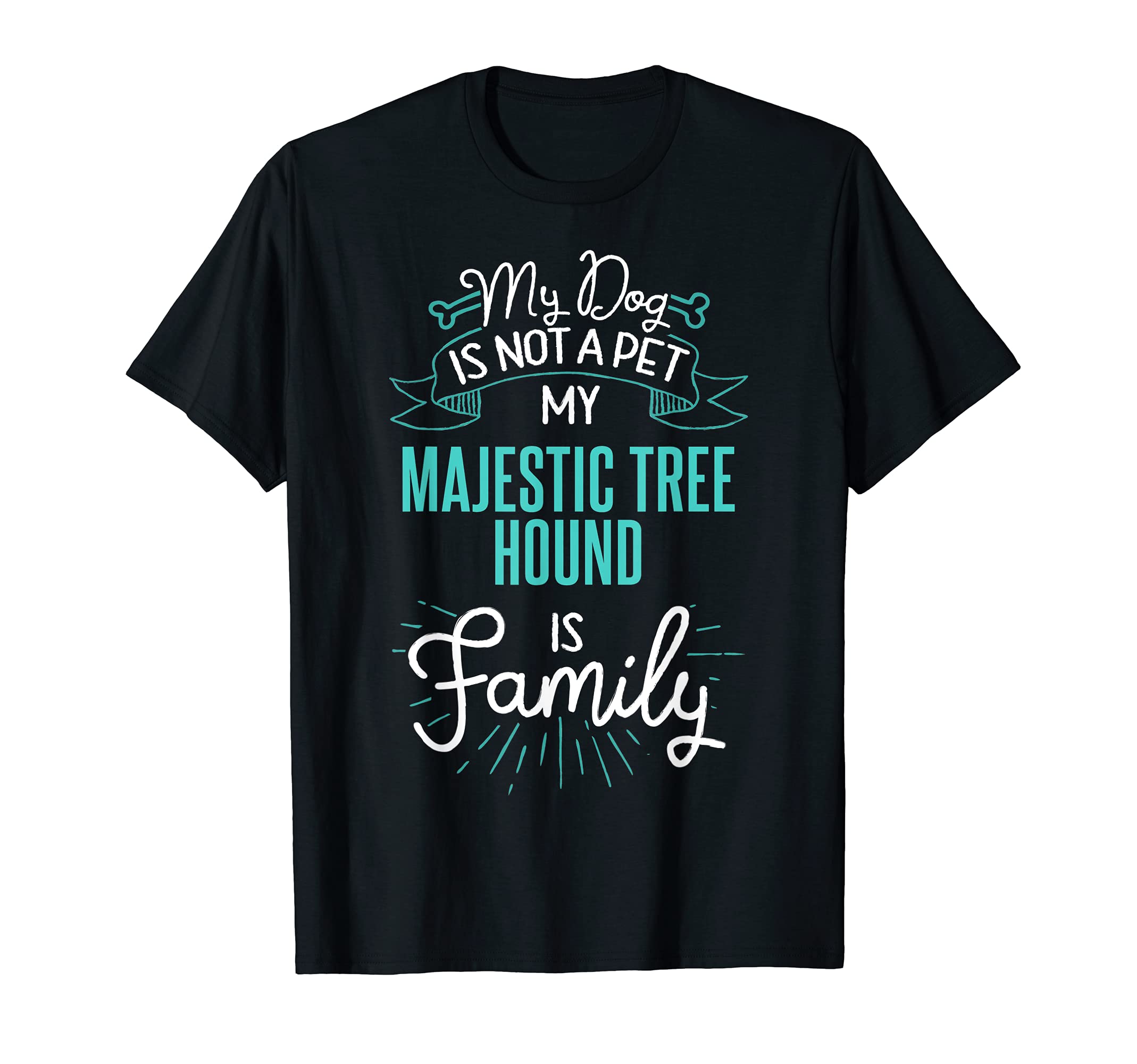 Cute Majestic Tree Hound Design Family Dog Giftn T-Shirt, Black
