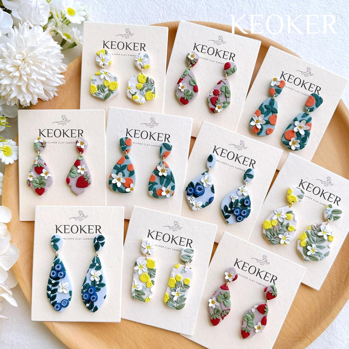 KEOKER Clay Cutters, Organic Polymer Clay Cutters for Earrings Making, 20 Shapes Floral Polymer Clay Cutters, Studs Clay Cutters for Polymer Clay Jewelry (A+B) - Image 5