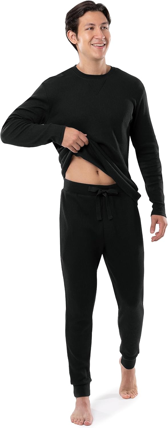 IZOD mens Waffle Knit Crewneck Top and Jogger Pant Sleep Set - Image 7