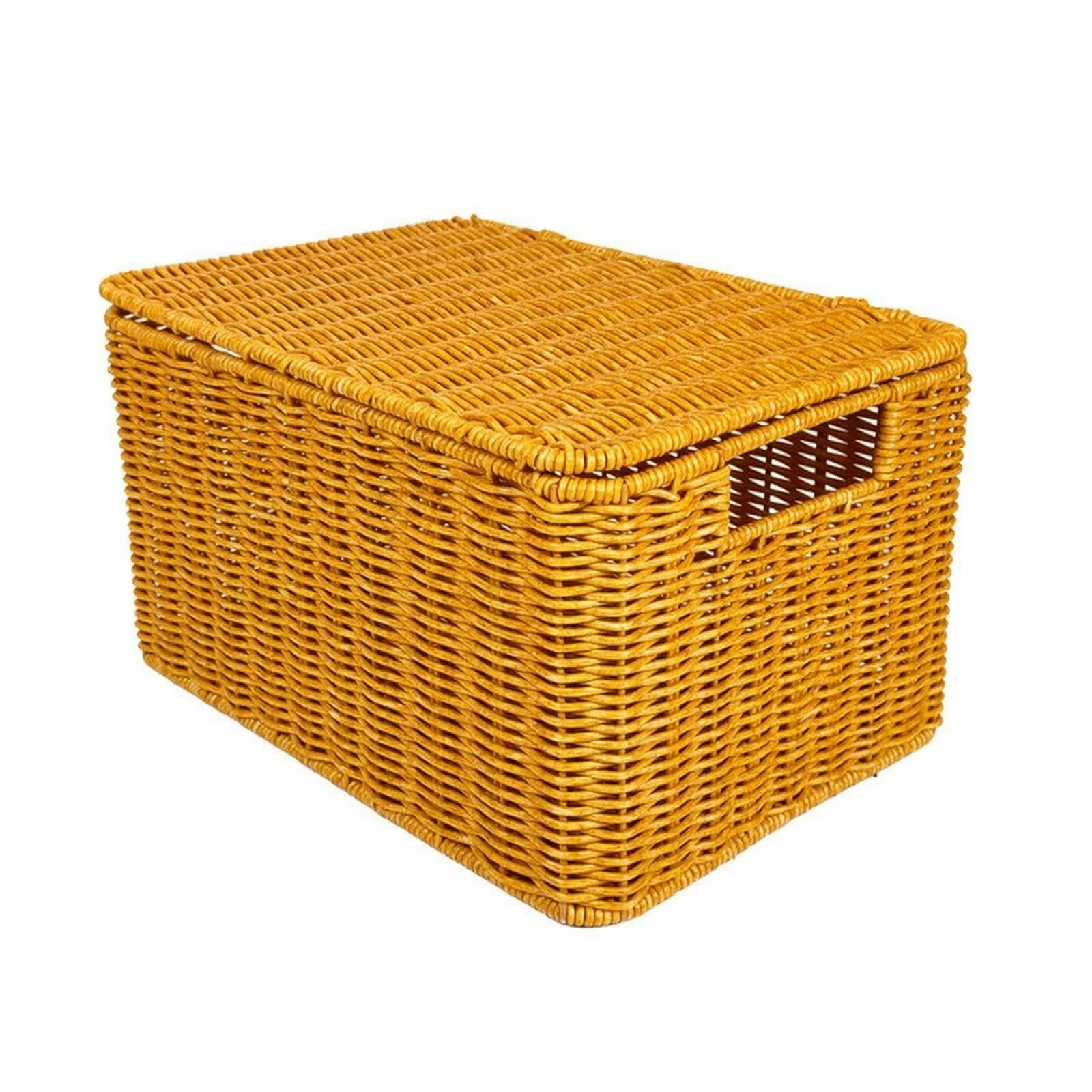 Baoblaze Cesto Portaoggetti con Coperchio Maniglie Laterali Integrate, Intrecciato, Cesto intrecciato con Coperchio, per Armadio, L