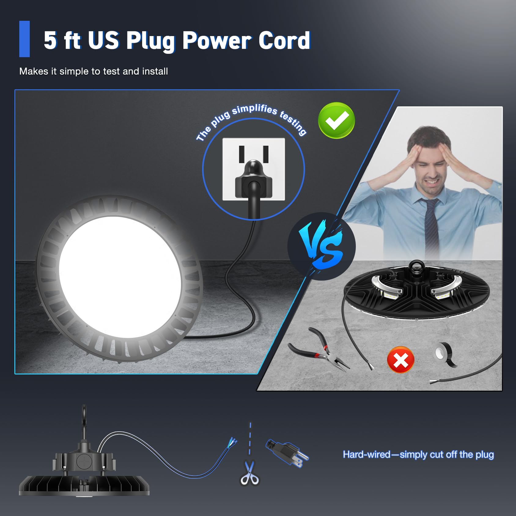 16-Pack Highbay LED Shop Light 200W 160W 120W 3-Wattage 4500K 5000K 5700K 3-CCT Hibay Fixture Motion Sensor Interface — view 11